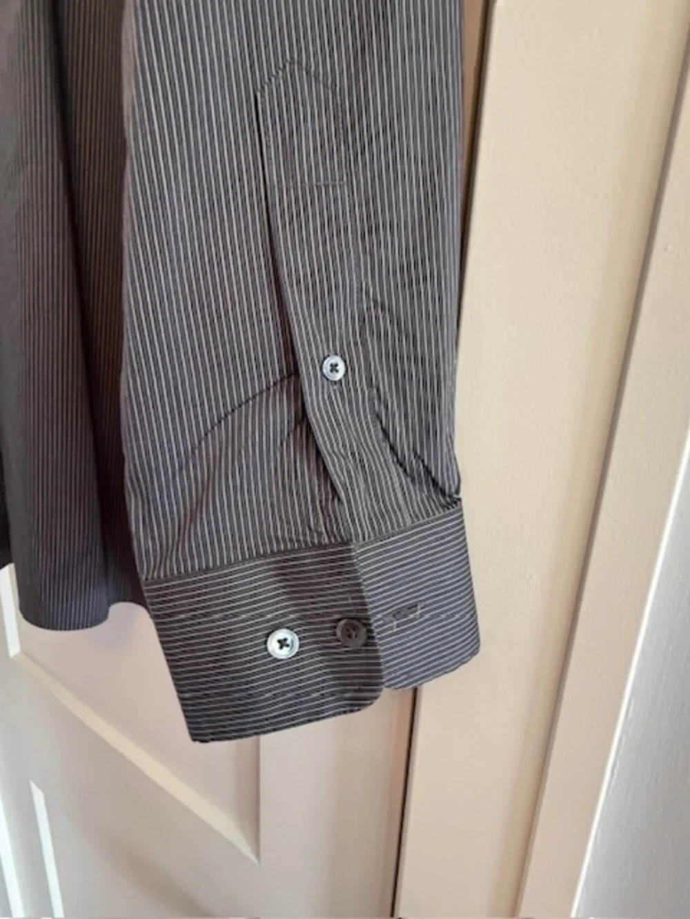 Banana Republic Men Large Standard Fit Cotton Dark Gray & White Check Shirt EUC
